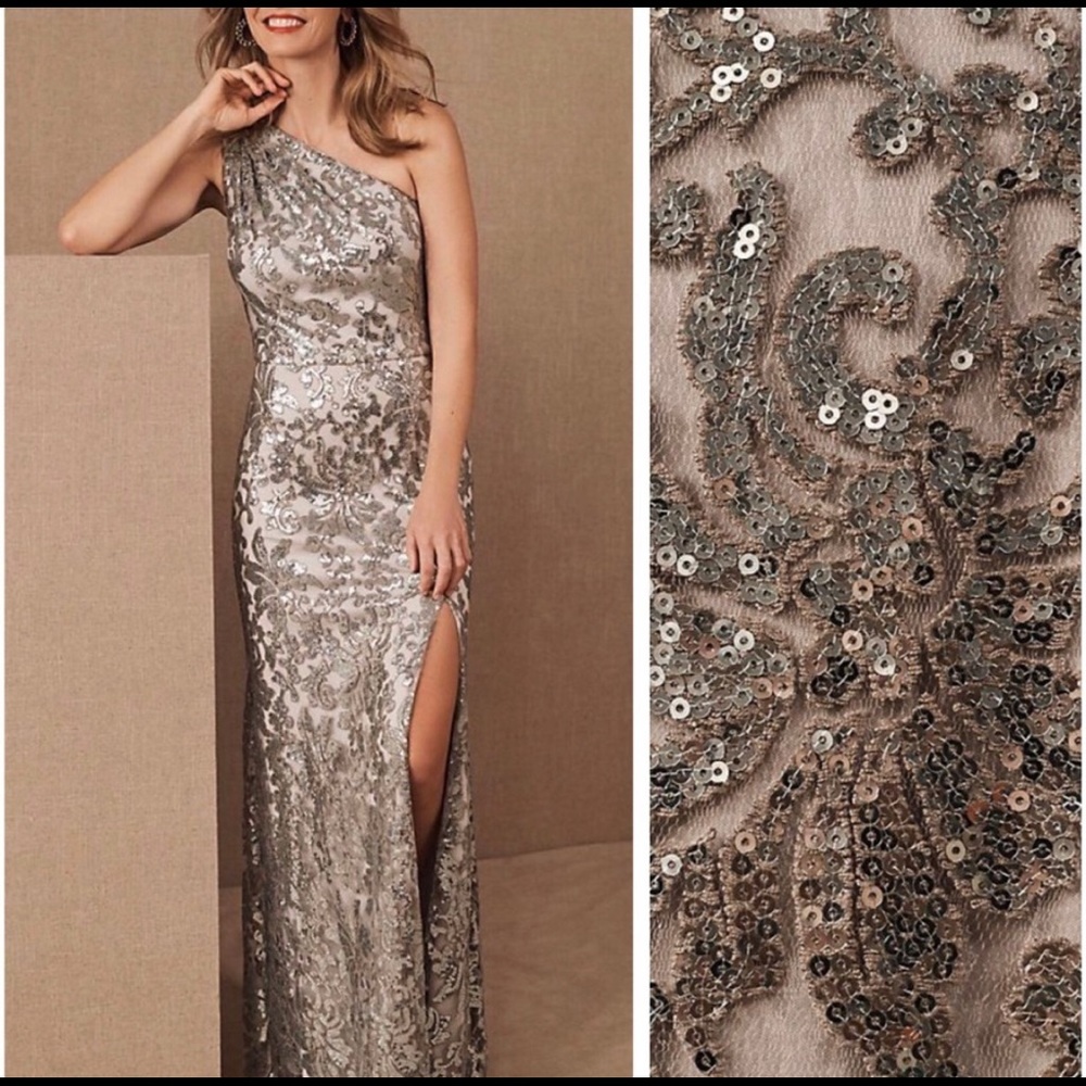 Tadashi Shoji x BHLDN Ovadia Sequin 1-Shoulder, size 6. Brand new with tags